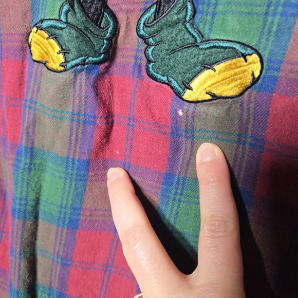 Vintage Walt Disney World Sleepwear Minnie Mouse Flannel Plaid Nightgown L/XL - Picture 3 of 10